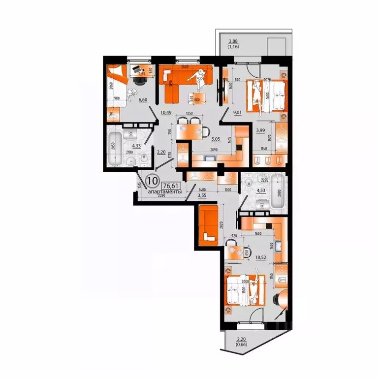 1-к кв. Приморский край, Владивосток Санрайс жилой комплекс (74.79 м) - Фото 1