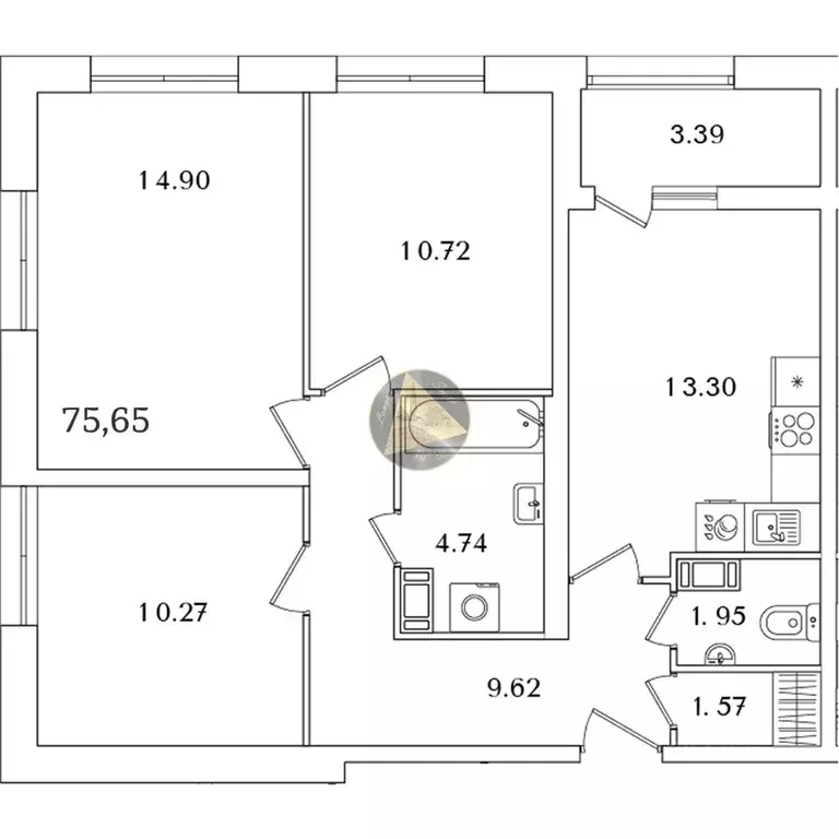 3-к кв. Санкт-Петербург просп. Маршала Блюхера, 3к3 (75.65 м) - Фото 2
