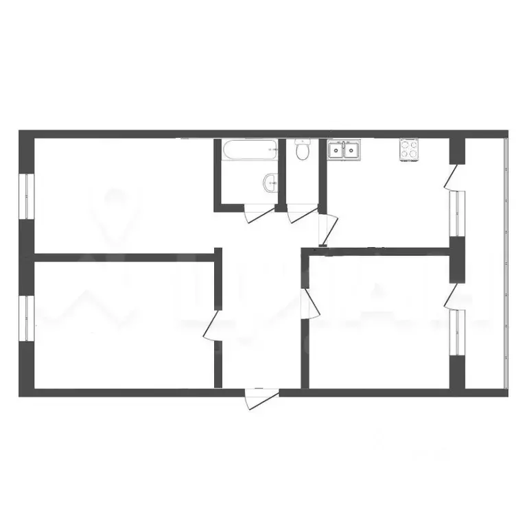 3-к кв. Томская область, Томск Киевская ул., 28 (68.0 м) - Фото 1