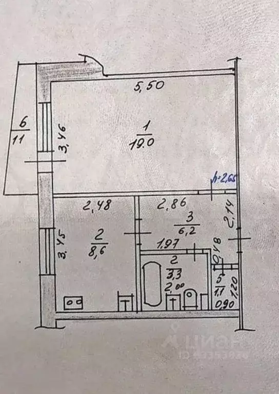 1-к кв. Татарстан, Казань ул. Халезова, 12а (38.0 м) - Фото 2