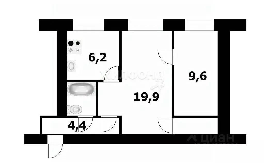 Квартира, 2 комнаты, 45.2 м - Фото 0