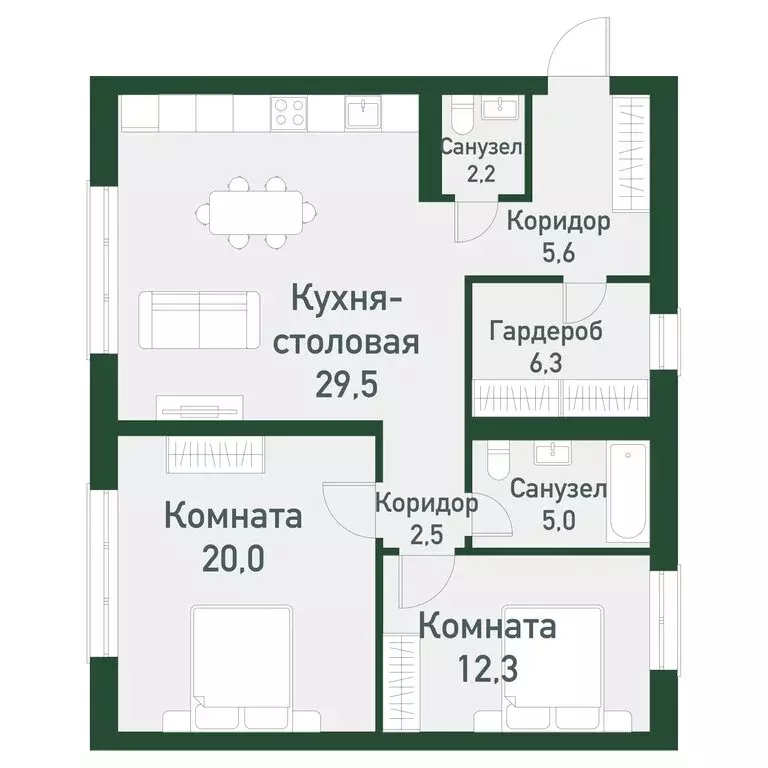2-комнатная квартира: посёлок Западный, микрорайон Привилегия (83.12 ... - Фото 0