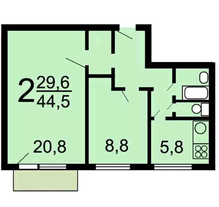 2-комнатная квартира: Москва, Коровинское шоссе, 26/2 (43 м) - Фото 1