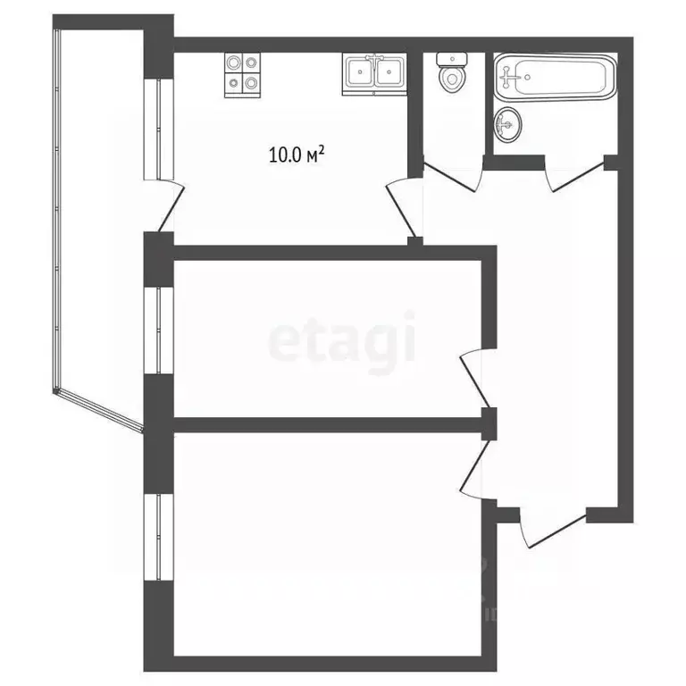 2-к кв. Саха (Якутия), Якутск ул. Курашова, 45 (44.7 м) - Фото 2