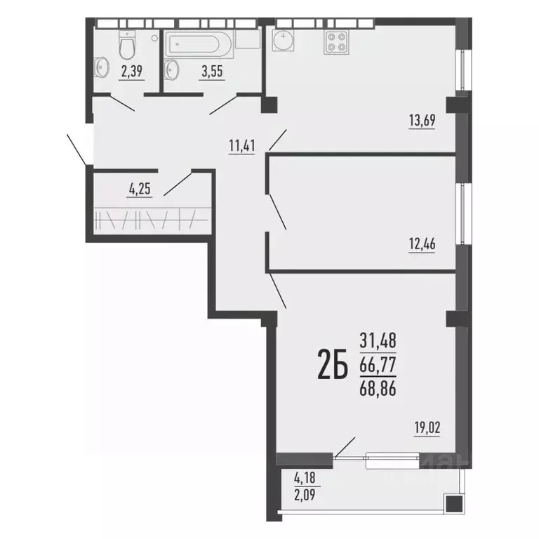 3-к кв. Челябинская область, Челябинск ул. Александра Шмакова, 41 ... - Фото 1