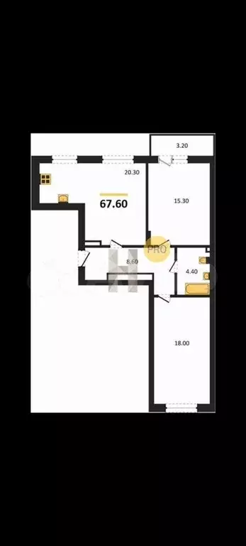 2-к. квартира, 67,6 м, 8/8 эт. - Фото 1