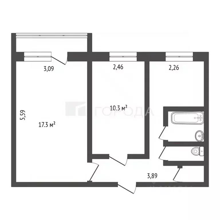2-к кв. Кемеровская область, Новокузнецк Транспортная ул., 119 (44.7 ... - Фото 2