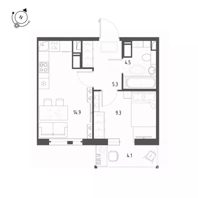 1-к кв. Санкт-Петербург пос. Шушары, ул. Чудовская, 14к1 (35.1 м) - Фото 1