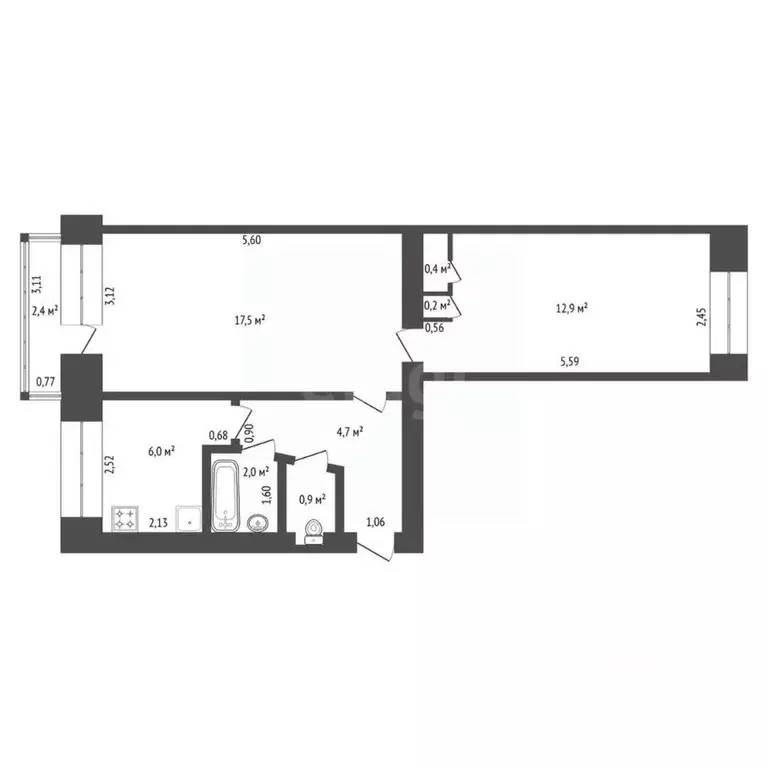 2-к кв. Башкортостан, Уфа ул. Достоевского, 106 (45.3 м) - Фото 2