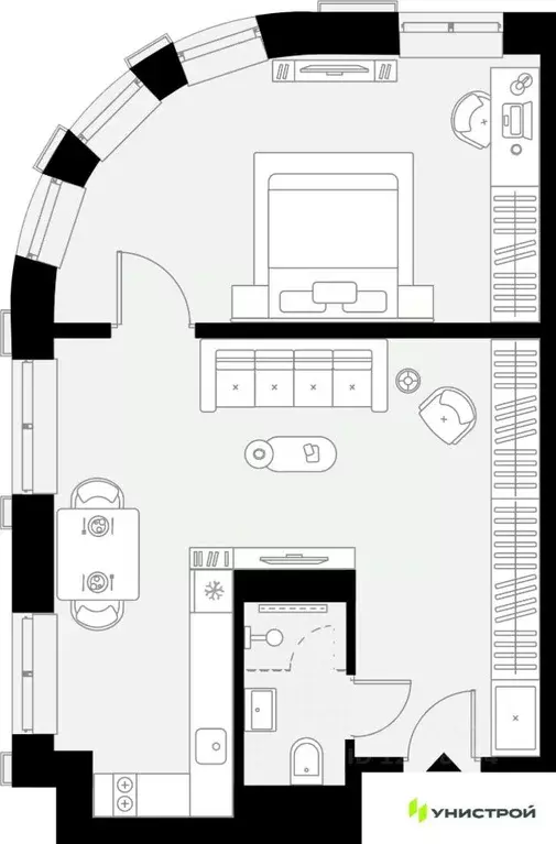 1-к кв. Татарстан, Казань Родины мкр,  (47.65 м) - Фото 1