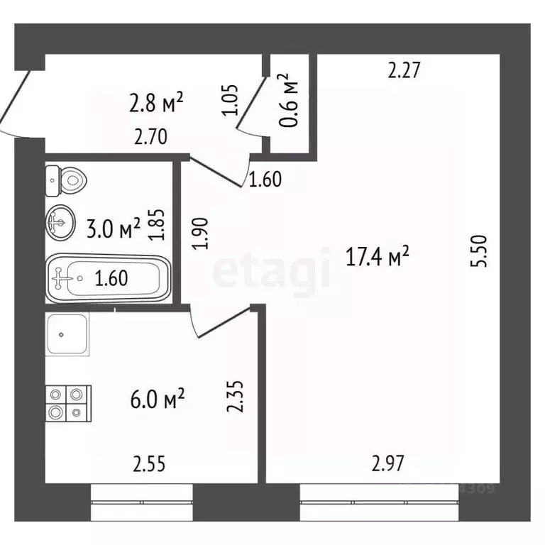1-к кв. Мордовия, Саранск ул. Степана Разина, 35 (29.8 м) - Фото 2