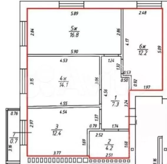 3-к. квартира, 67 м, 3/5 эт. - Фото 0
