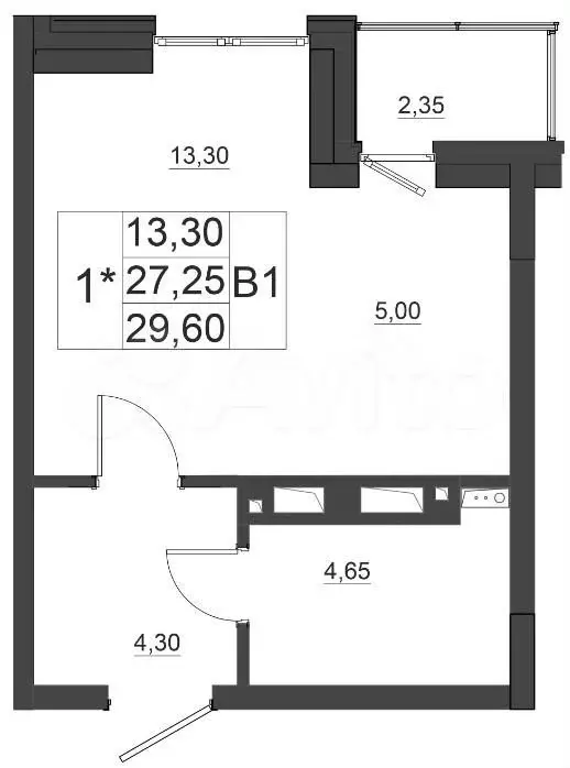 Квартира-студия, 29,6м, 12/17эт. - Фото 0