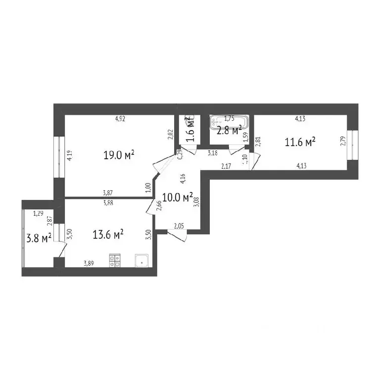 2-к кв. Башкортостан, Стерлитамак ул. Строителей, 26 (58.3 м) - Фото 1