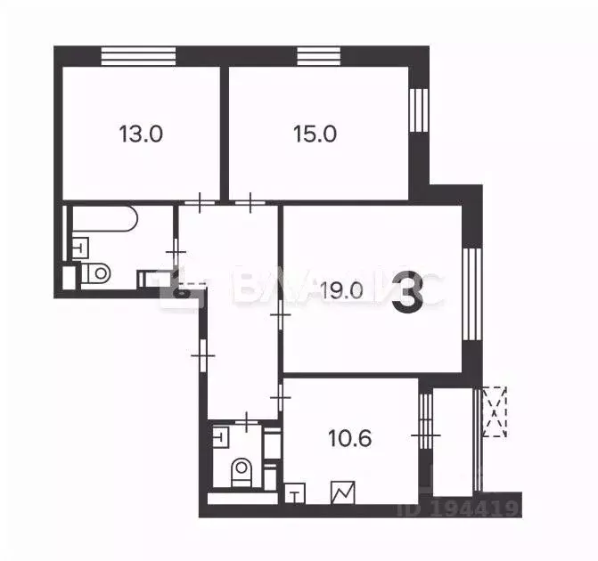 3-к кв. Москва ул. 2-я Марьиной рощи, 3 (75.4 м) - Фото 2