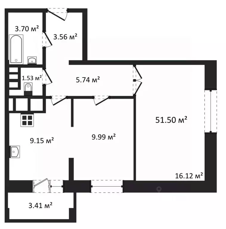 2-к кв. Калужская область, Калуга Азаровская ул., 40к5 (51.5 м) - Фото 1