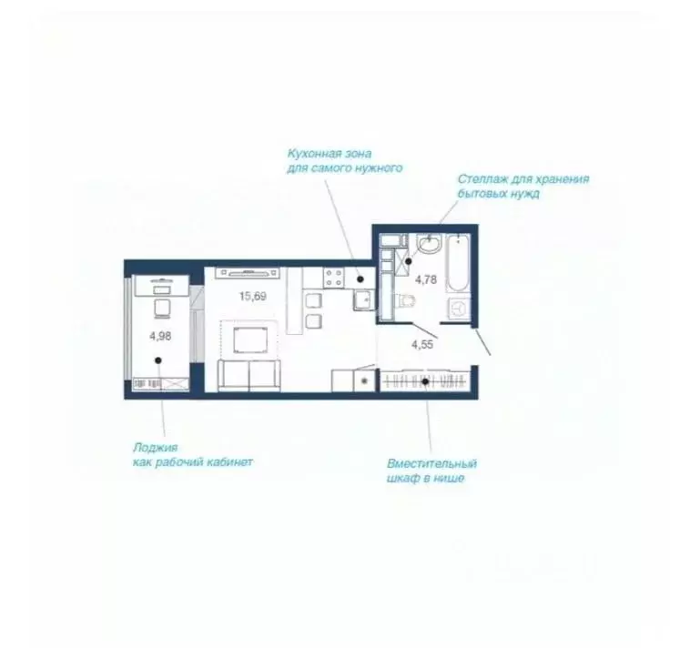 Студия Липецкая область, Липецк Елецкое ш., 7 (30.0 м) - Фото 1