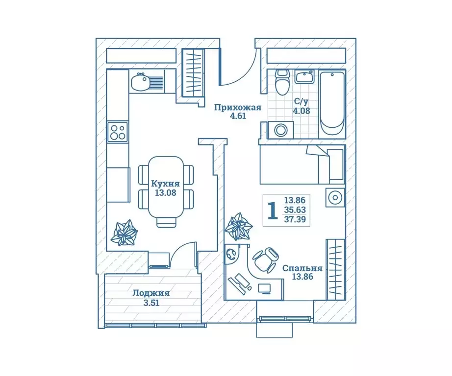 1-комнатная квартира: Монино, улица Генерала Ковачевича, 6 (37.7 м) - Фото 1