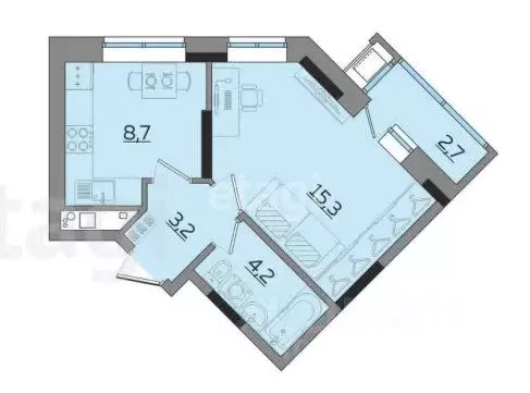 1-к кв. Удмуртия, Ижевск ул. Зои Космодемьянской, 15 (34.1 м) - Фото 1