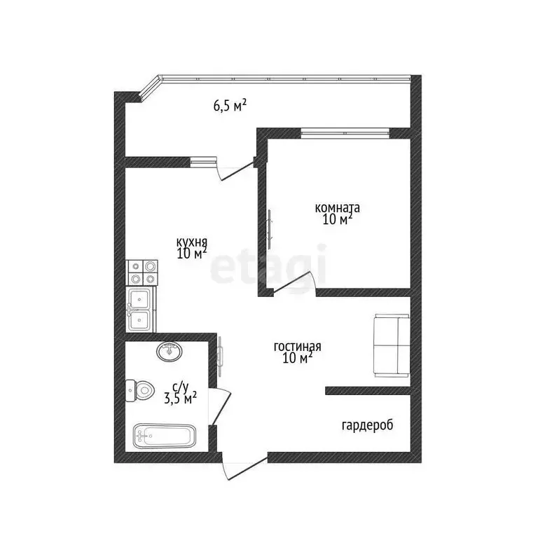 1-комнатная квартира: Краснодар, Тепличная улица, 62/1к3 (34 м) - Фото 0