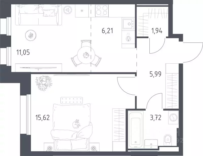1-к кв. Московская область, Одинцовский городской округ, Заречье пгт ... - Фото 1
