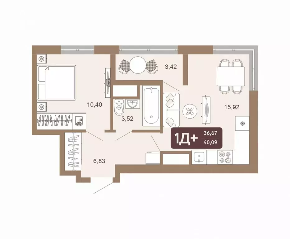 1-к кв. Тюменская область, Тобольск 15-й мкр, 25 (40.09 м) - Фото 0