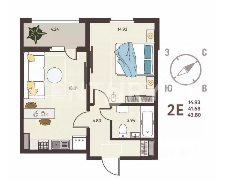 1-к кв. Липецкая область, Липецк Инстеп. Механизаторов жилой комплекс ... - Фото 1