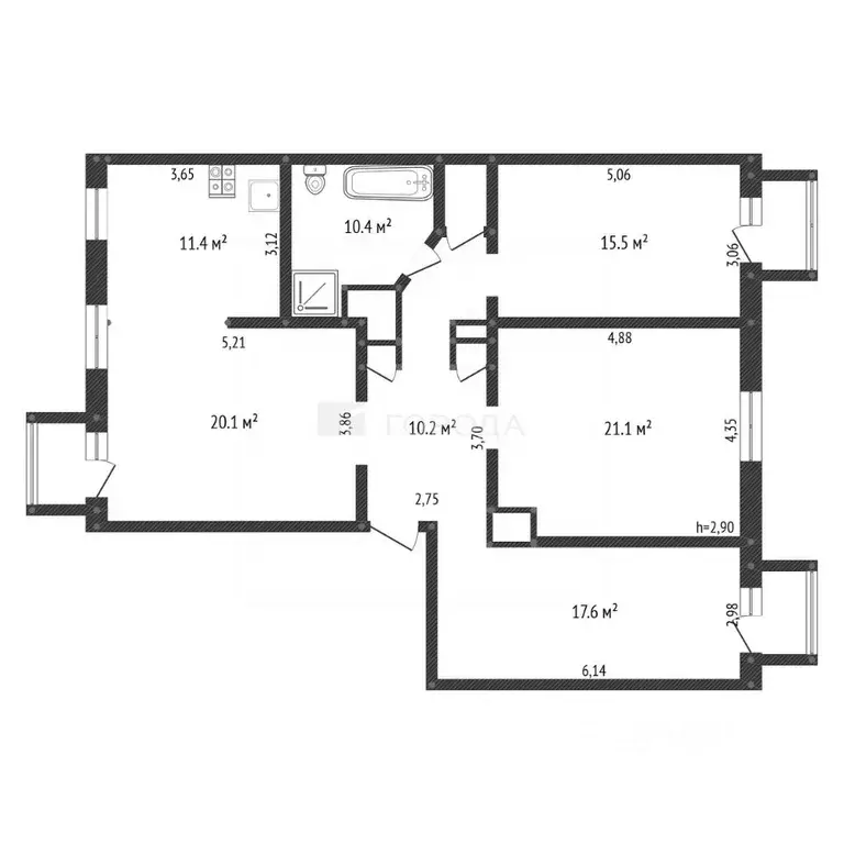4-к кв. Кемеровская область, Новокузнецк ул. Ленина, 43 (93.0 м) - Фото 1