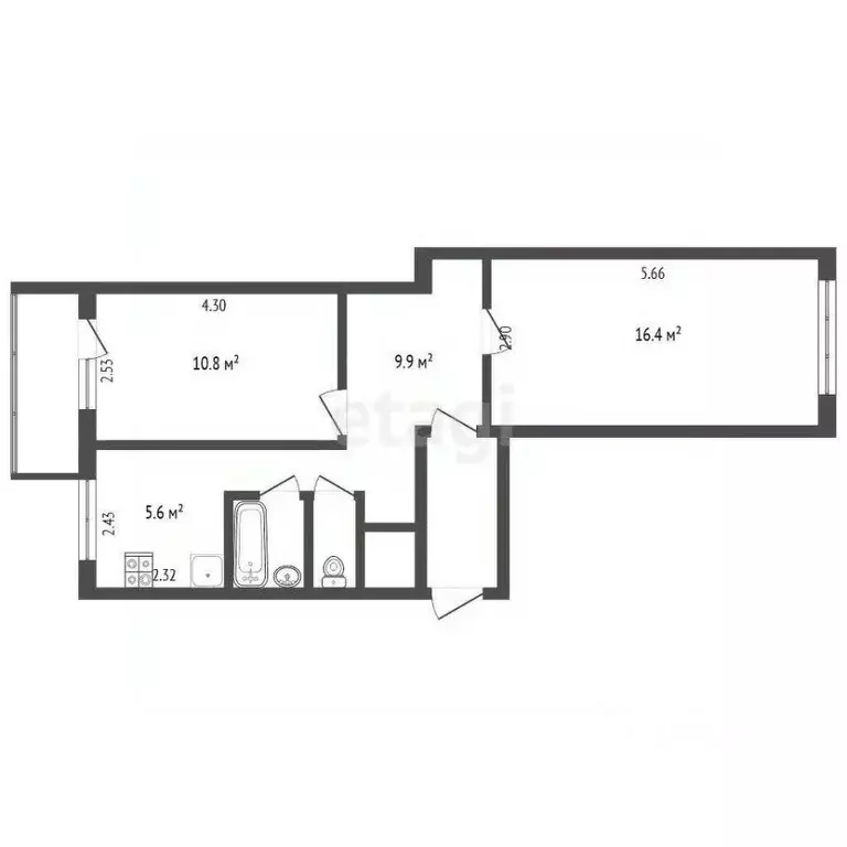 2-к кв. Архангельская область, Архангельск ул. Прокопия Галушина, 5 ... - Фото 2