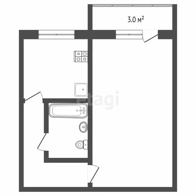 1-комнатная квартира: Вилючинск, улица Победы, 20 (30.8 м) - Фото 1