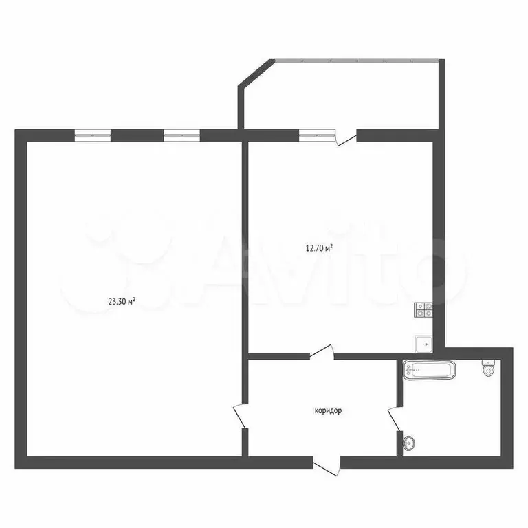 1-к. квартира, 36 м, 8/10 эт. - Фото 0