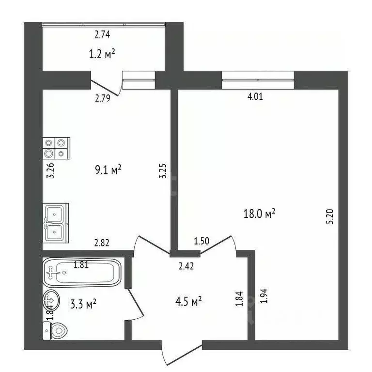 1-к кв. Марий Эл, Йошкар-Ола Фестивальная ул., 56 (38.0 м) - Фото 2