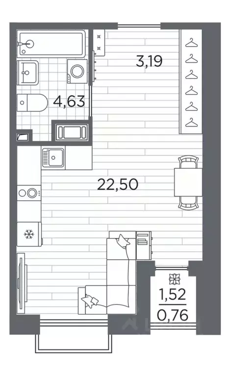 Студия Санкт-Петербург Полюстровский просп., 87 (31.08 м) - Фото 1