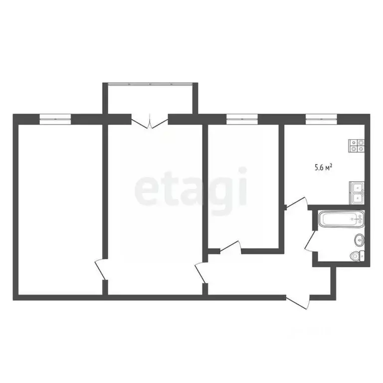 3-к кв. Крым, Евпатория ул. Сытникова, 28 (53.1 м) - Фото 2