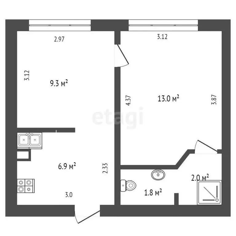 2-комнатная квартира: Севастополь, улица Николая Музыки, 88А (33 м) - Фото 1