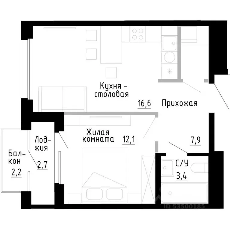 1-к кв. Приморский край, Владивосток 7Я жилой комплекс (42.1 м) - Фото 0