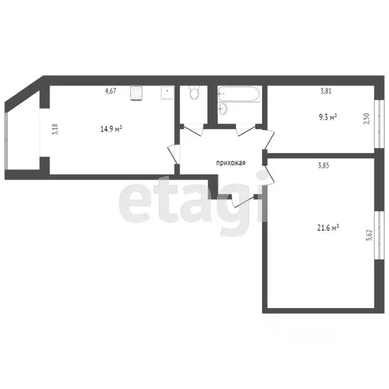 2-к кв. Ханты-Мансийский АО, Сургутский район, пос. Солнечный ... - Фото 2