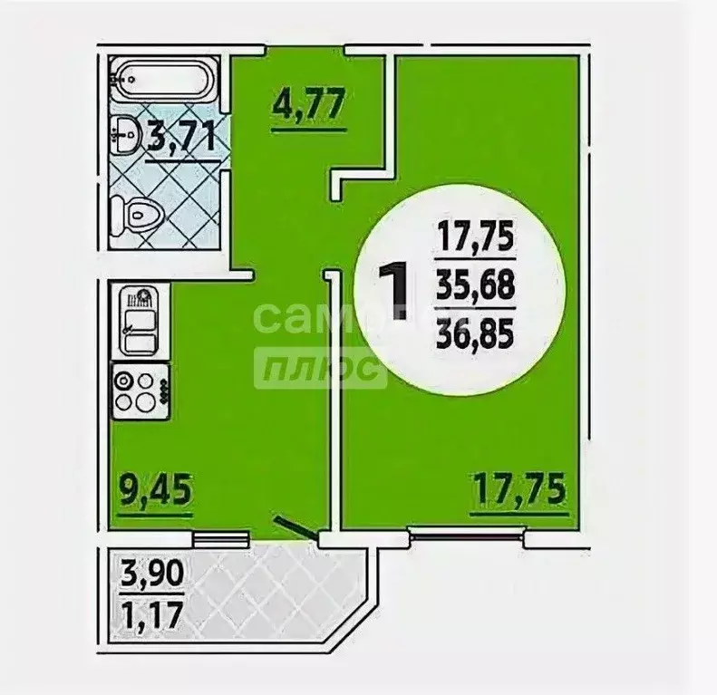 1-к кв. Краснодарский край, Краснодар ул. Героя А.А. Аверкиева, 15 ... - Фото 1
