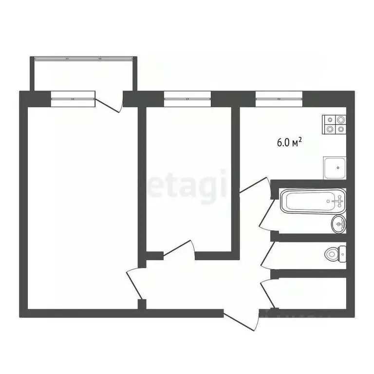 2-к кв. Свердловская область, Екатеринбург ул. Сыромолотова, 25 (43.8 ... - Фото 1