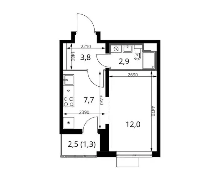 Квартира-студия: Битца, жилой комплекс Южная Битца, 11 (27.7 м) - Фото 1