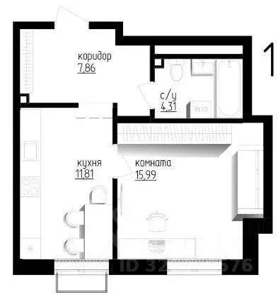 1-к кв. Белгородская область, Строитель Яковлевский городской округ, ... - Фото 2