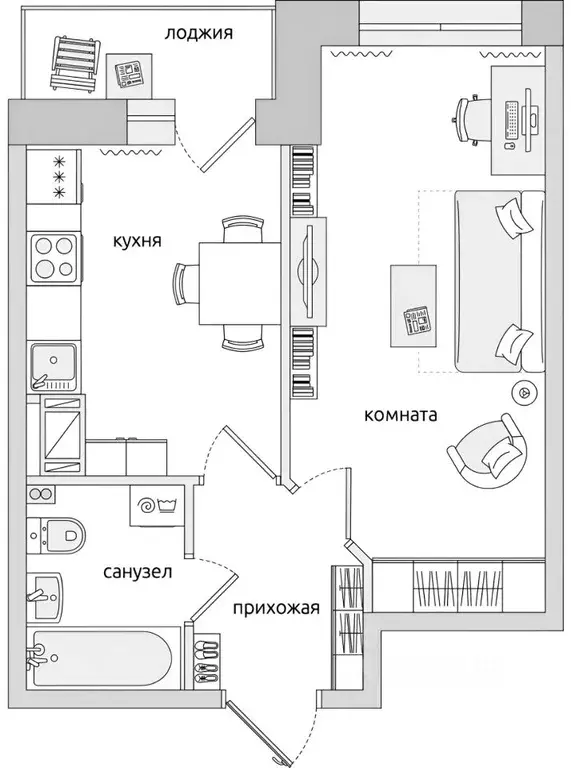 1-к кв. Санкт-Петербург ул. Русановская, 18к6 (33.0 м) - Фото 2