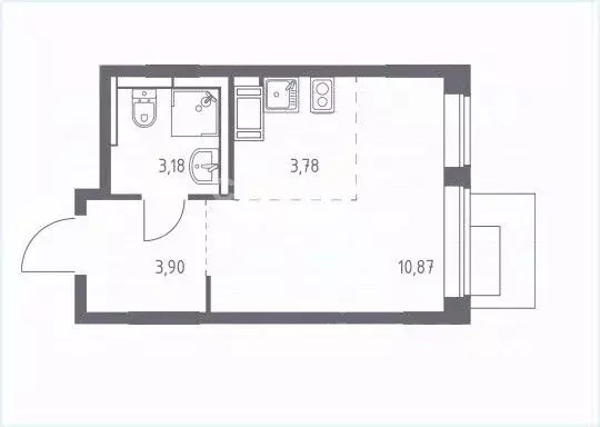 Студия Московская область, Химки городской округ, д. Юрлово к2/2 (21.7 ... - Фото 2