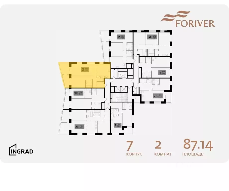 2-к кв. Москва Г мкр, Форивер жилой комплекс, 7 (87.14 м) - Фото 1