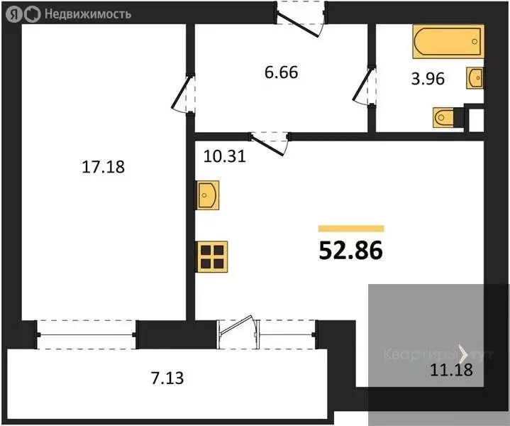 1-комнатная квартира: посёлок Солнечный, Кленовая улица, 5 (52.86 м) - Фото 1