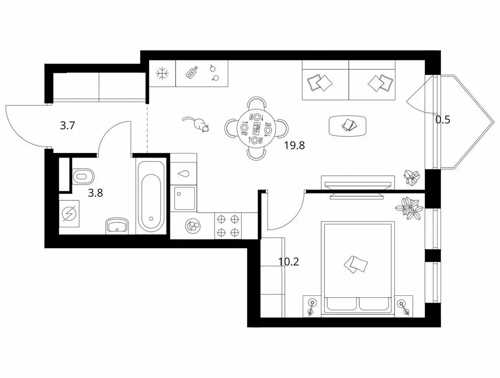 1-комнатная квартира: Москва, СЗАО, район Строгино (38 м) - Фото 1