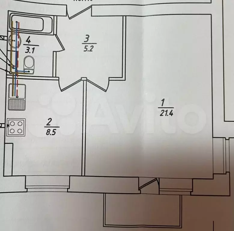 1-к. квартира, 38 м, 3/7 эт. - Фото 0