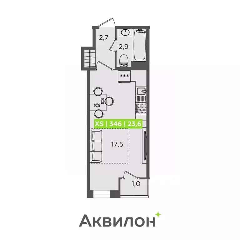 Студия Санкт-Петербург Планерная ул., 87к1 (23.6 м) - Фото 1
