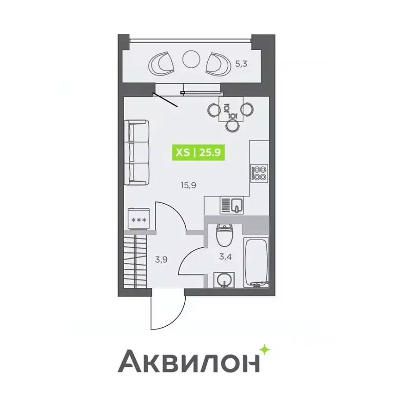 Студия Санкт-Петербург бул. Головнина, 4 (25.9 м) - Фото 1