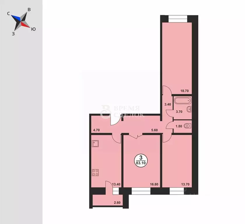 3-к кв. Владимирская область, Владимир ул. Лакина, 2 (81.3 м) - Фото 1
